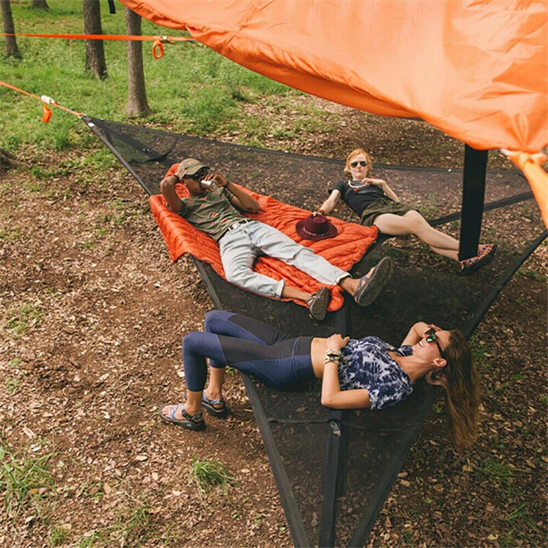 Cheap Goat Tents 2.8M*2.8M*2.8M Portable Triangle Hammock Outdoor Aerial Triangle Hammock Portable Aerial Camping Camping Aerial Mesh Hammock   